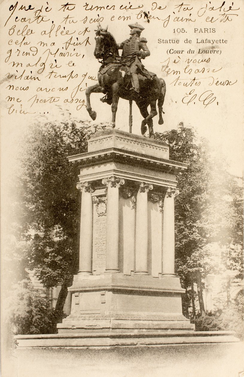 Standbeeld van Lafayette, Cour du Louvre, Parijs, Seine, Île de France, Frankrijk door William M. Timlin