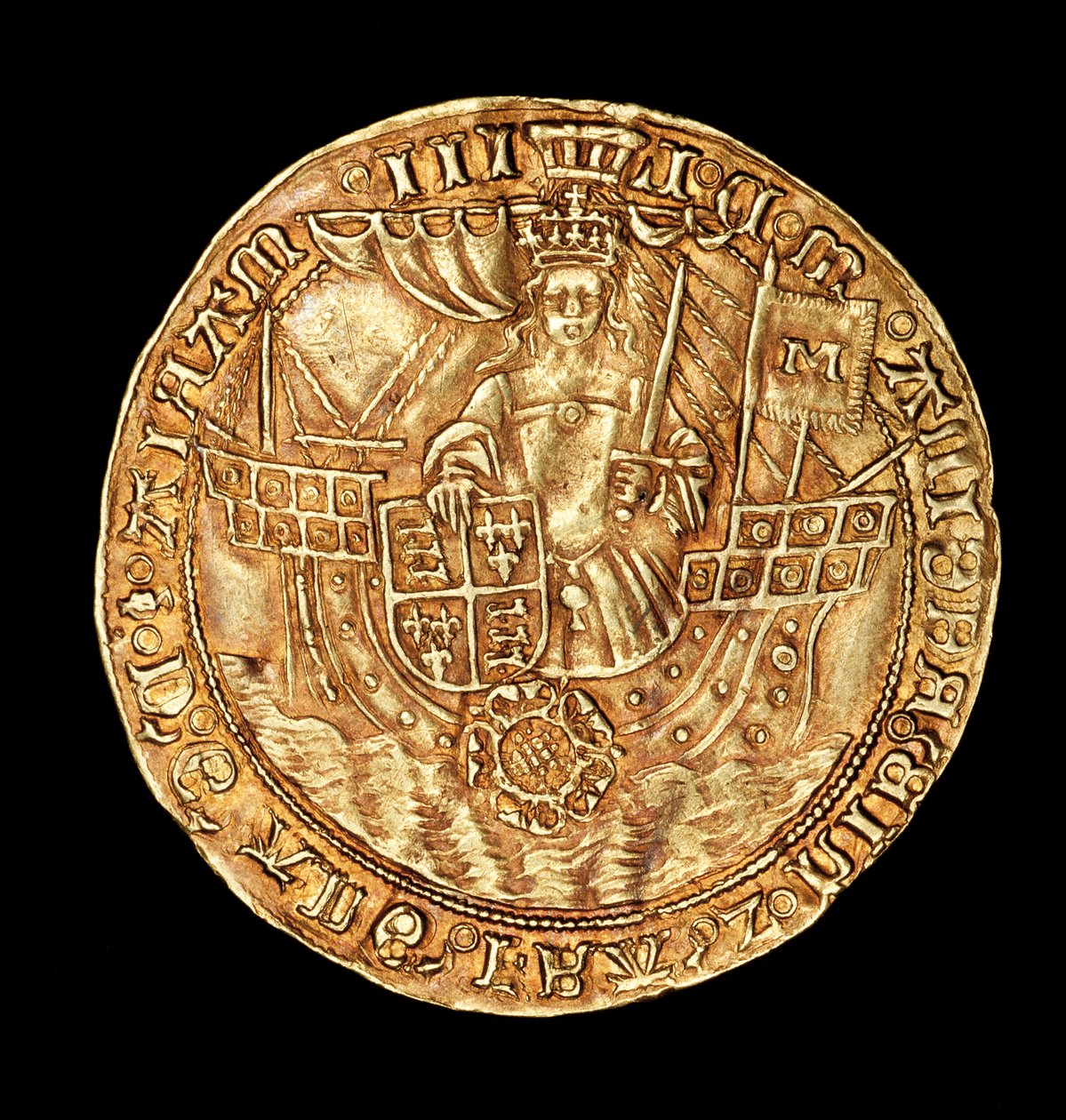 Zeldzame Engelse munt, gouden Ryal, Koningin Mary (Bloody Mary) in schip met zwaard en schild door Unbekannter Künstler
