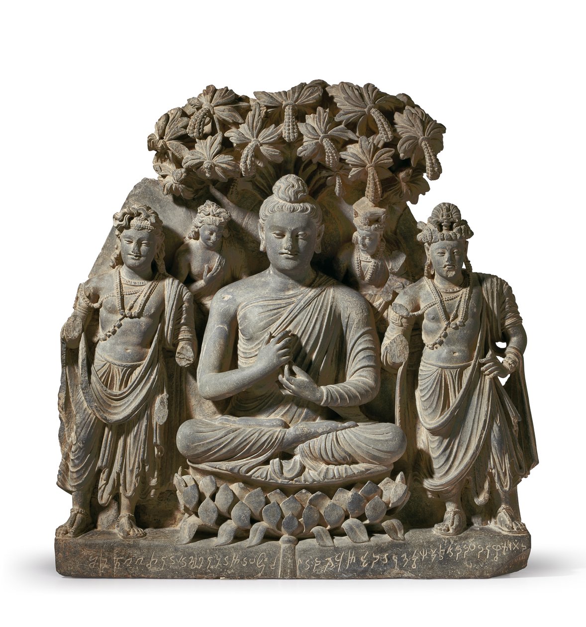 Relief Triade van Boeddha Shakyamuni met Bodhisattva