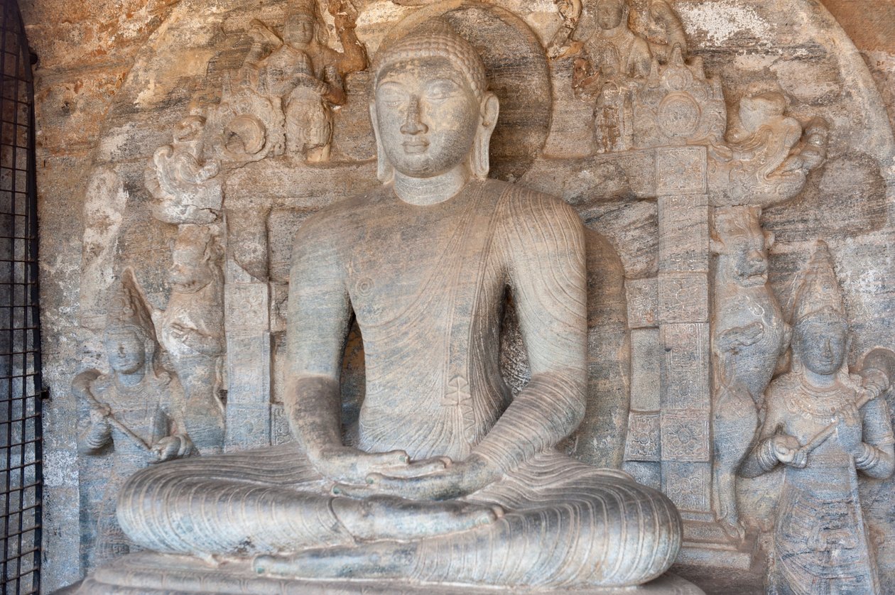 Rotsreliëf van Boeddha in een meditatiehouding; Gal Vihara Tempel; Polonnaruwa; Sri Lanka; Azië door Unbekannt