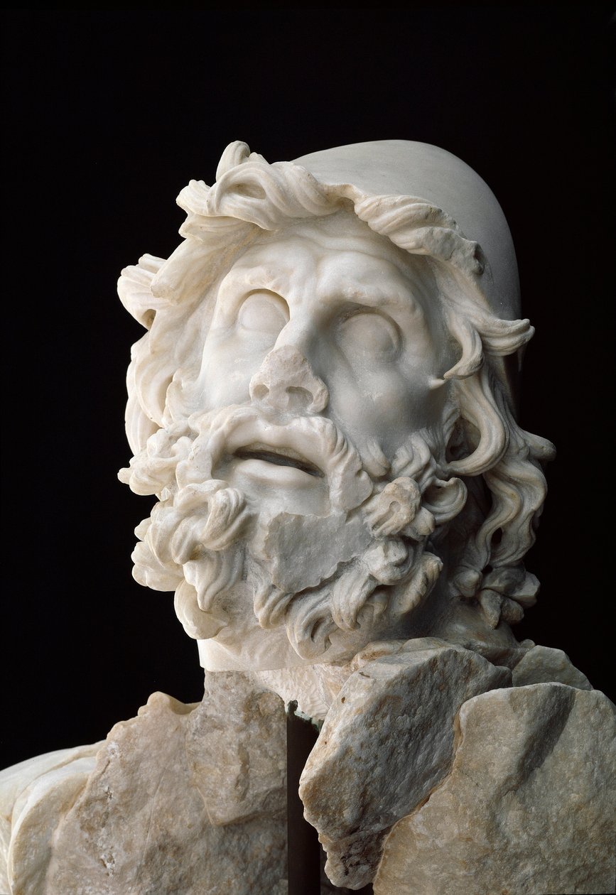 Romeinse kunst: groep van "Polyphemus blind": Hoofd van Odysseus - Marmeren beeld, 1e eeuw v.Chr. of na Chr. door Unbekannt