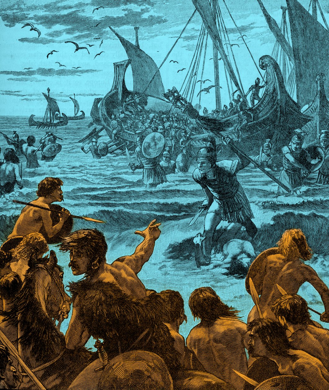 Romeinse invasie van Groot-Brittannië - vroege 20e eeuw illustratie door Unbekannter Künstler