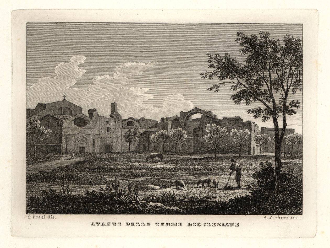 Ruïnes van de Thermen van Diocletianus, Rome door Unbekannt