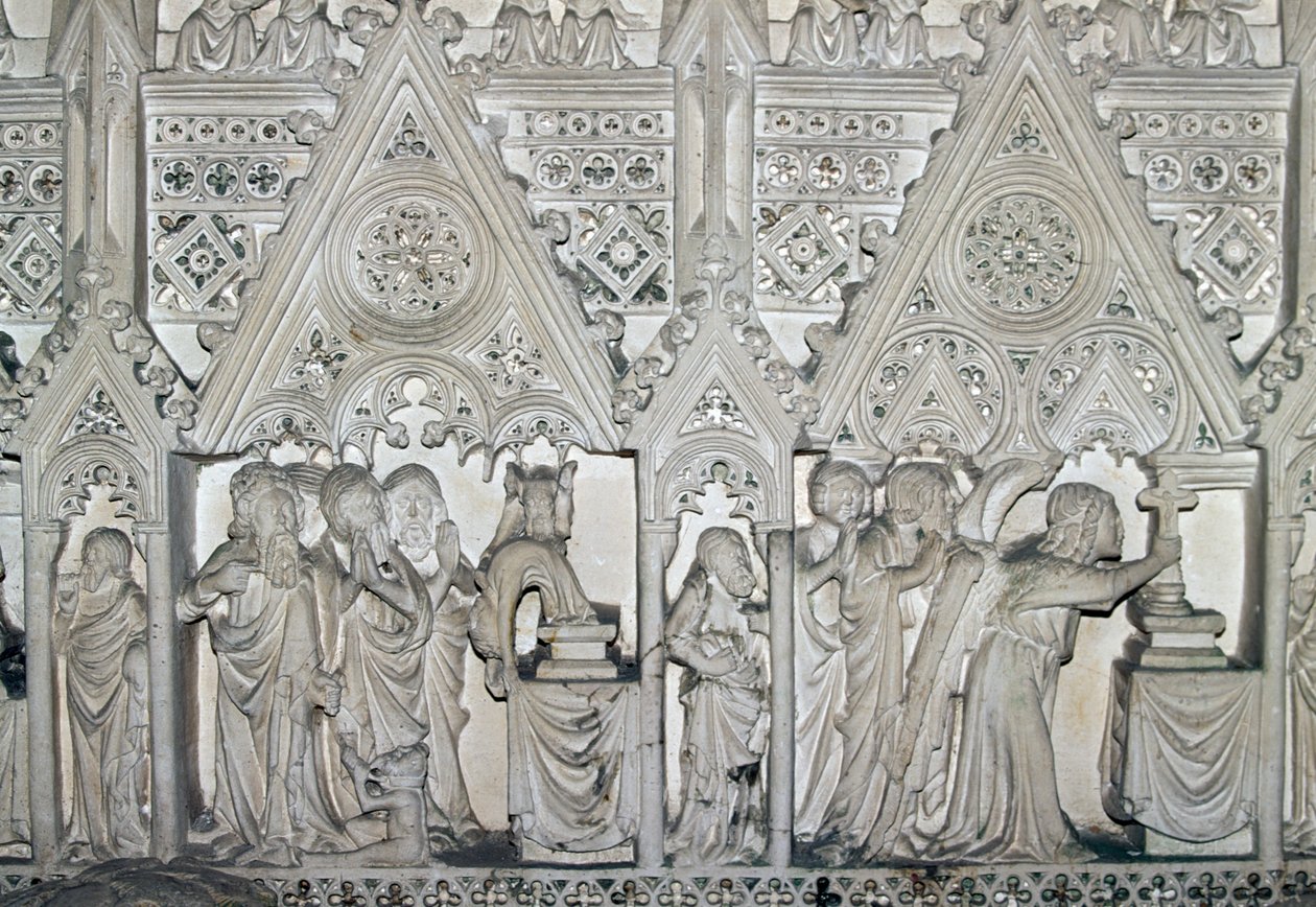 Sarcophagus van Pedro I (1320-1367) met scènes uit het leven van St. Bartholomeus, kerk van het Alcobaca klooster (UNESCO Werelderfgoedlijst) door Benjamin Baud