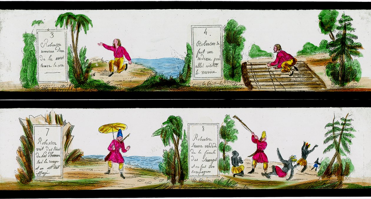 Scène uit de avonturen van Robinson Crusoe door Unbekannter Künstler