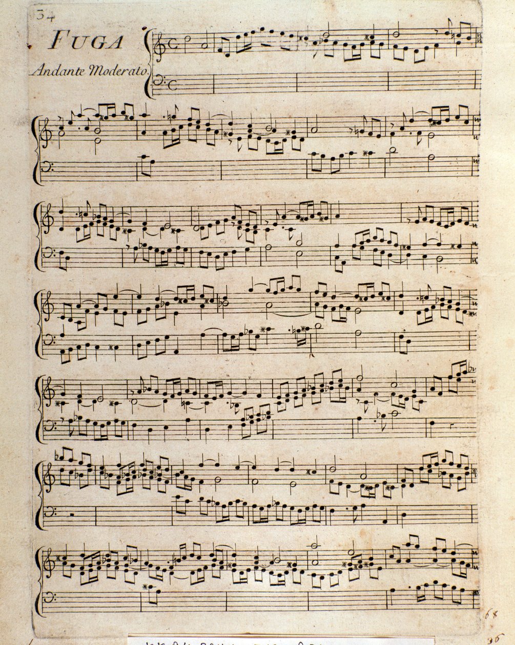 Bladmuziekpagina voor Fuga in Stukken voor het klavecimbel door Domenico Scarlatti door Unbekannter Künstler