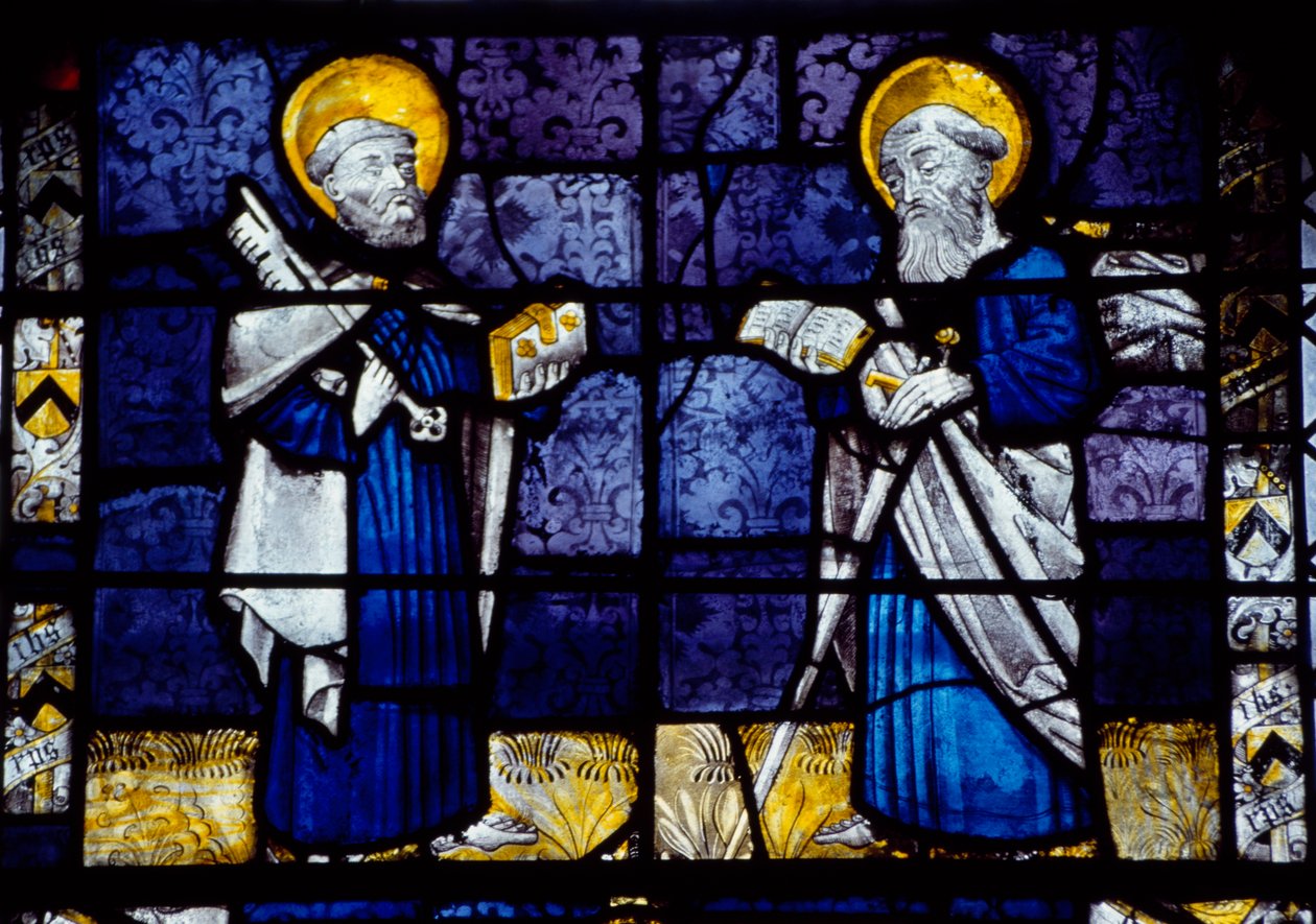 St. Pieter en St. Paulus, glas-in-loodraam van Priory Church, Le Bourget du Lac, Savoye, Frankrijk door Benjamin Baud