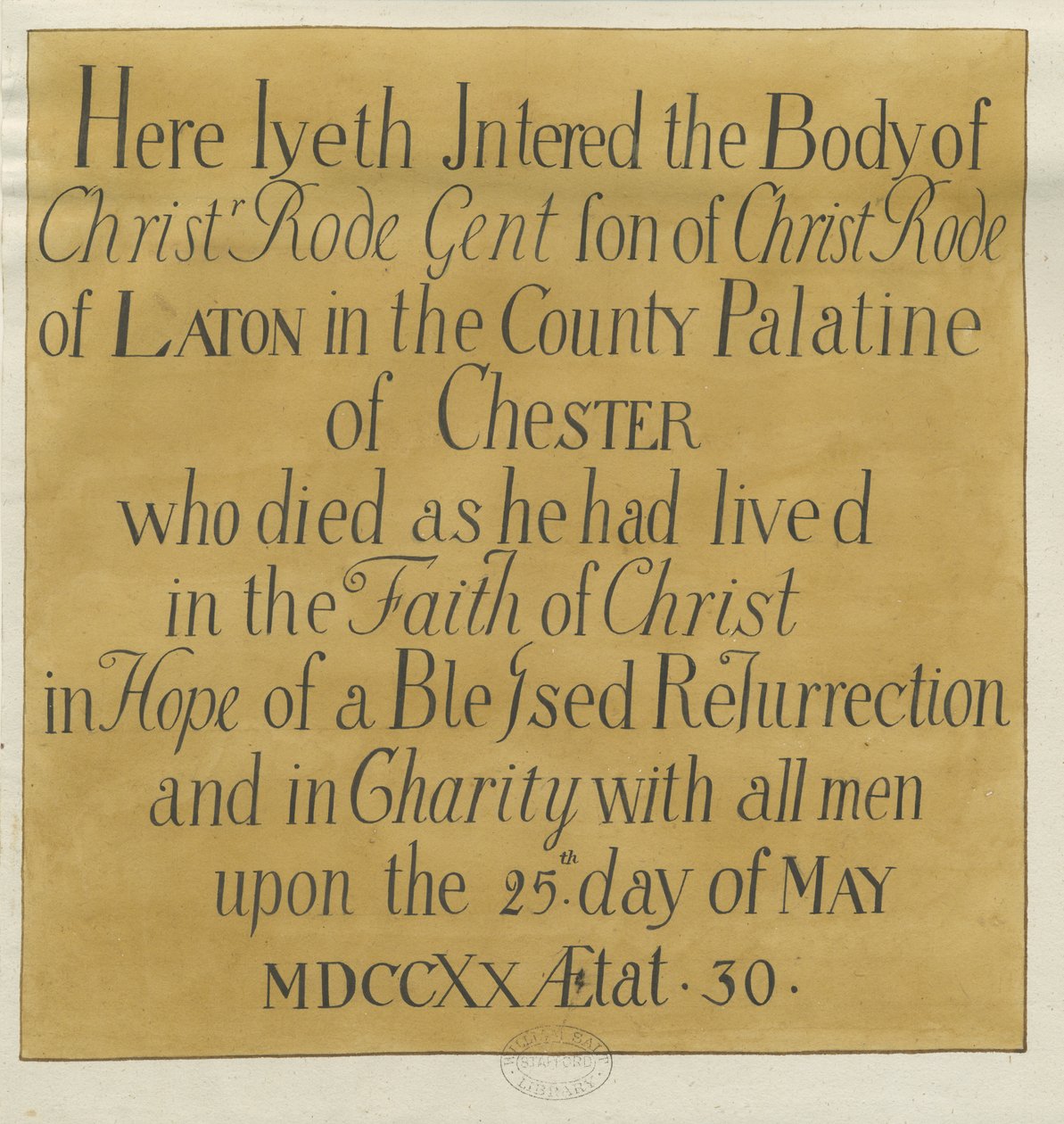 Stafford - Monumentale inscriptie in de St. Mary