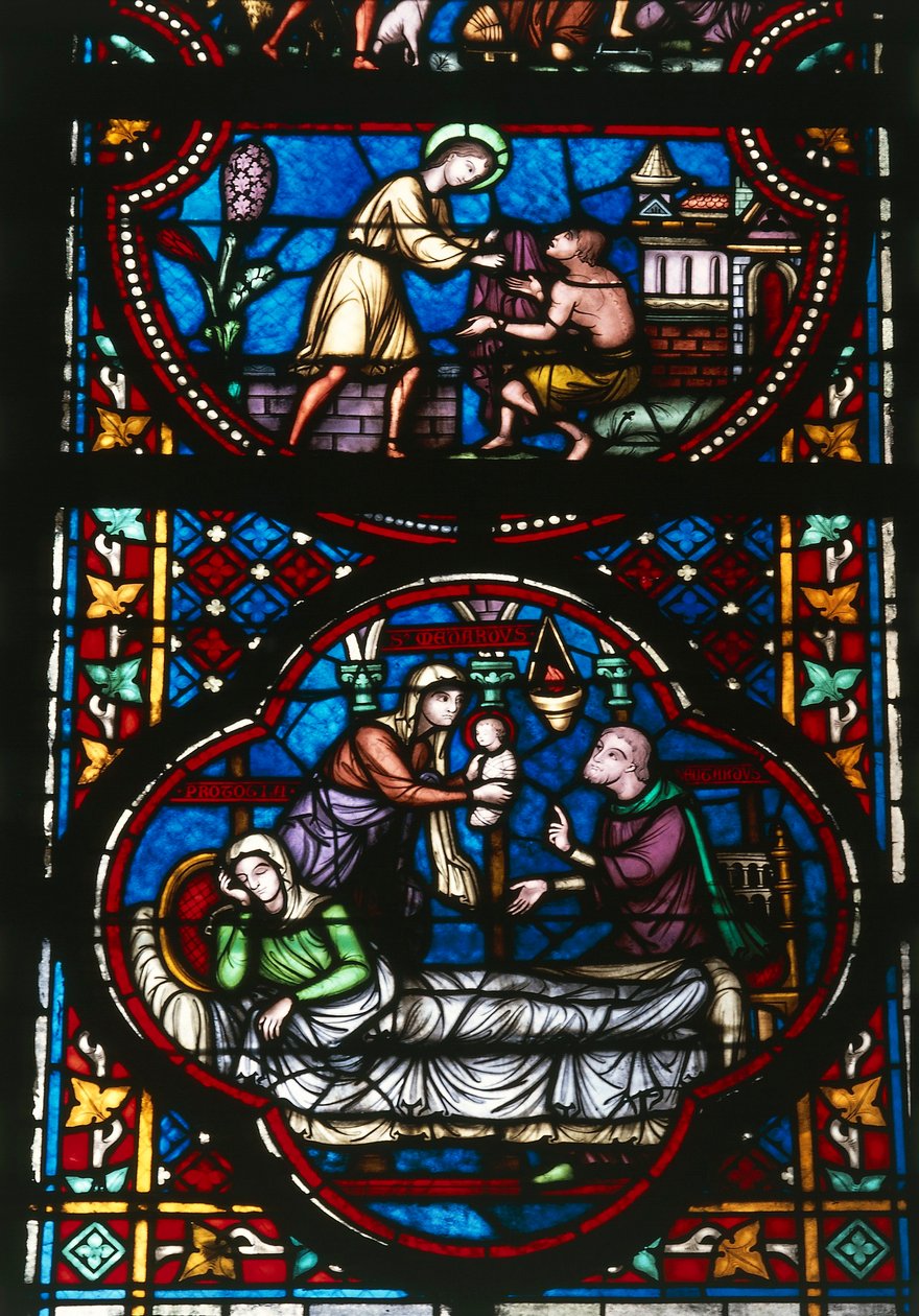 Glas-in-lood van de Kathedraal Notre Dame van Doornik, België door Unbekannter Künstler