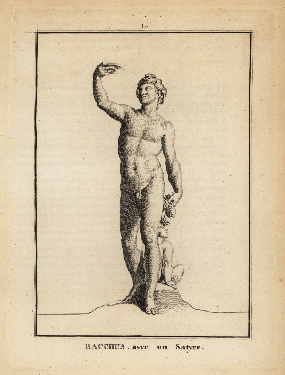 Standbeeld van Bacchus, de Romeinse god van de wijn, naakt met een sater door Unbekannt