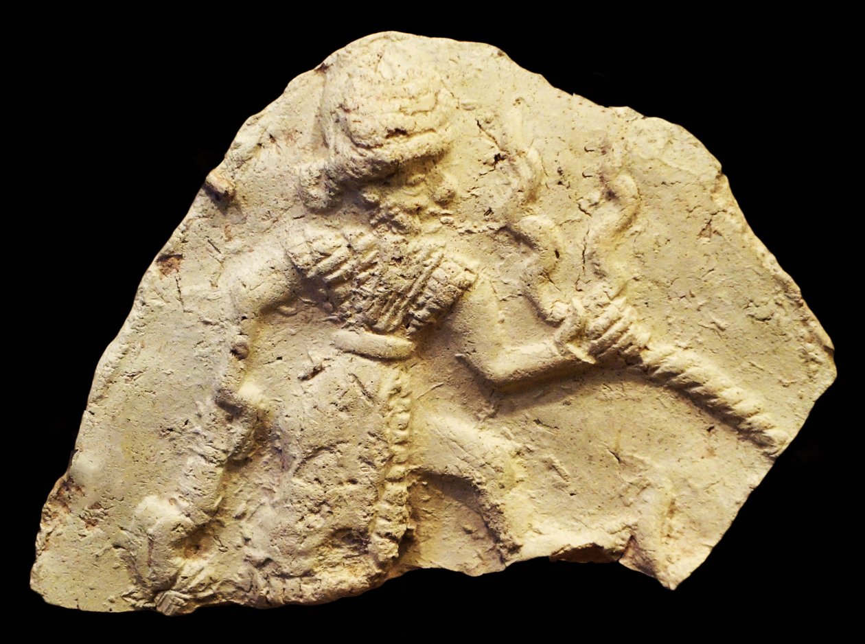 Tablet met Stormgod Ishchali, Isun Larsa, Babylon, Mesopotamië, ca. 2000-1600 v.Chr. door Unbekannt