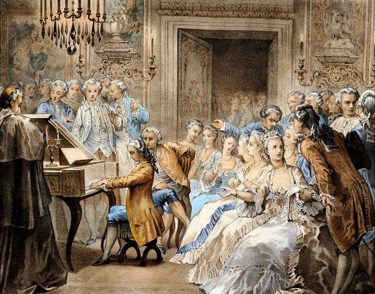 De Oostenrijkse componist Wolfgang Amadeus Mozart (1756-1791) op 14-jarige leeftijd die Gregorio Allegri