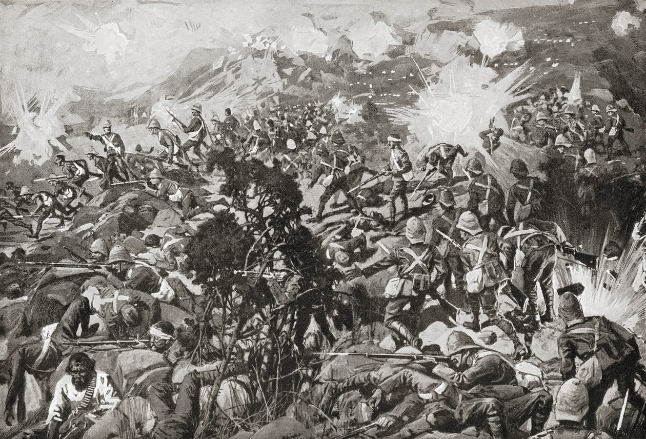 De Slag bij Spion Kop, Tugela River, Natal, Zuid-Afrika, 23-24 januari 1900 tijdens de Tweede Boerenoorlog door Unbekannt