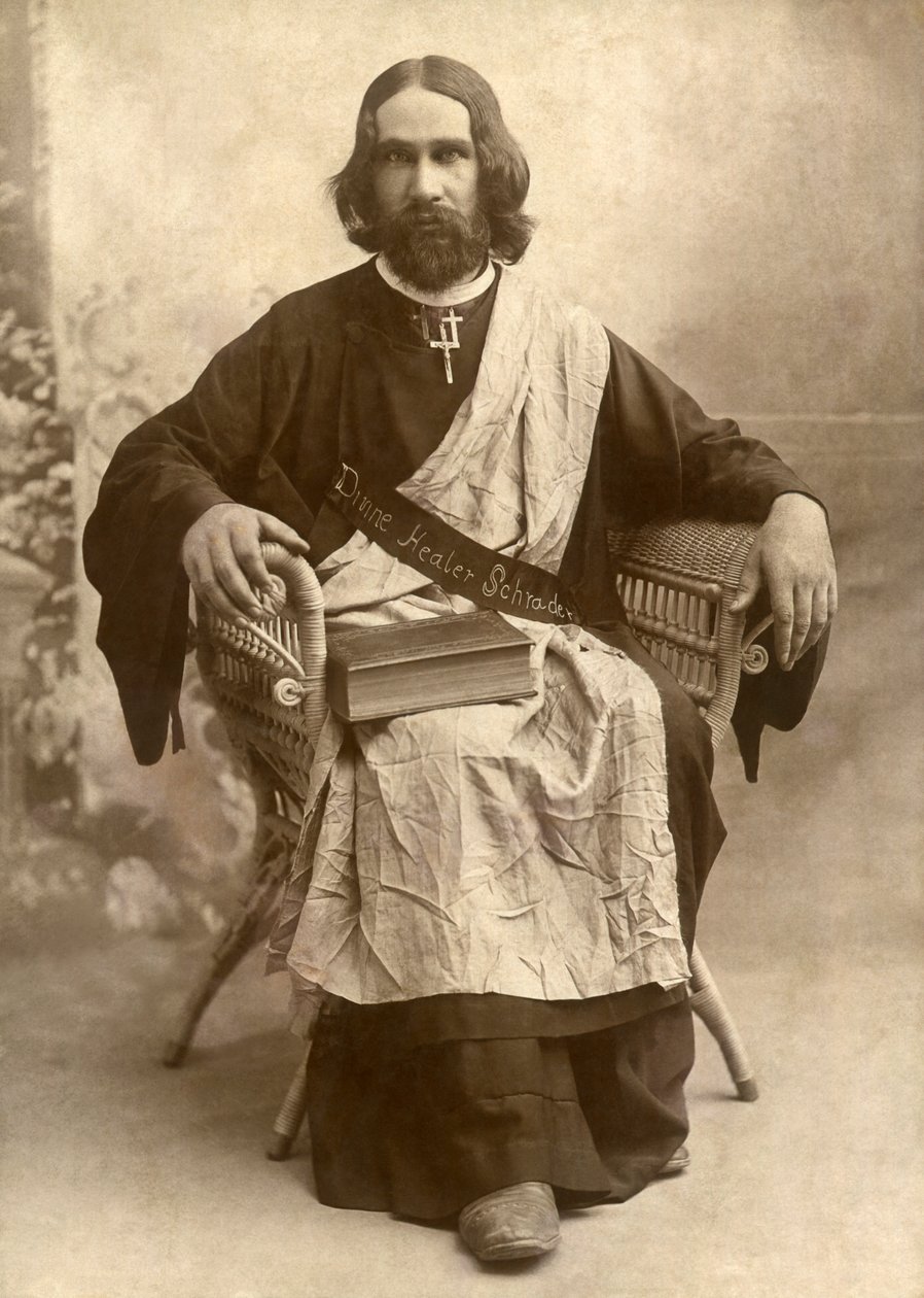 De Goddelijke Genezer Schrader, Temple, Texas, ca. 1888 (zwart-wit foto) door Unbekannt