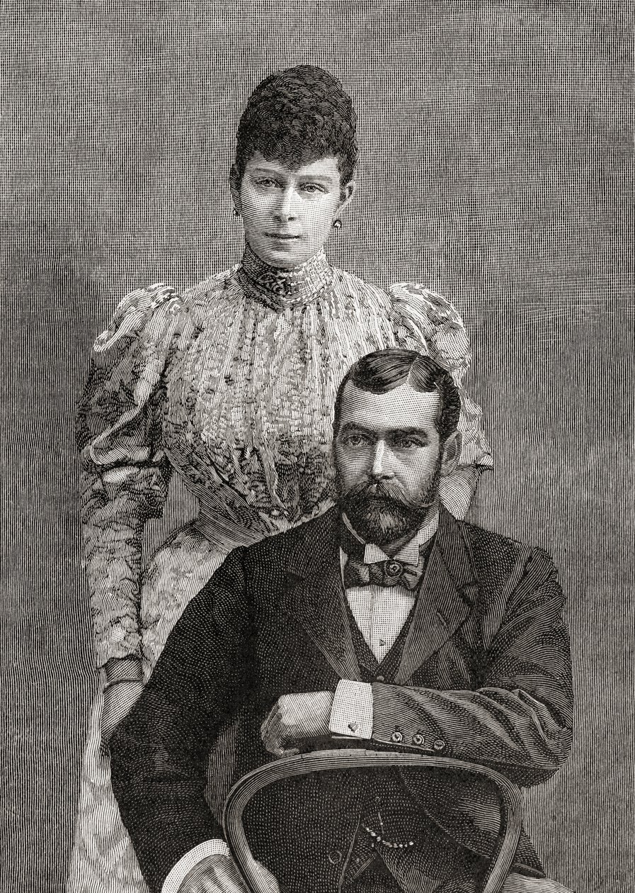 De hertog en hertogin van Cornwall, George V en zijn vrouw Mary van Teck door Unbekannt