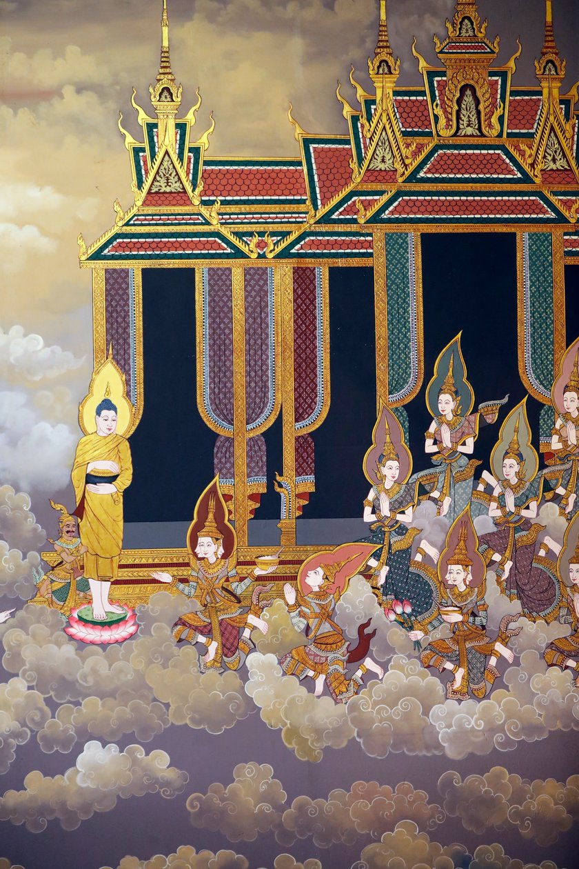 Het leven van de Boeddha, muurschildering, Wat Botum tempel, Phnom Penh, 2022 (foto) door Unbekannter Künstler
