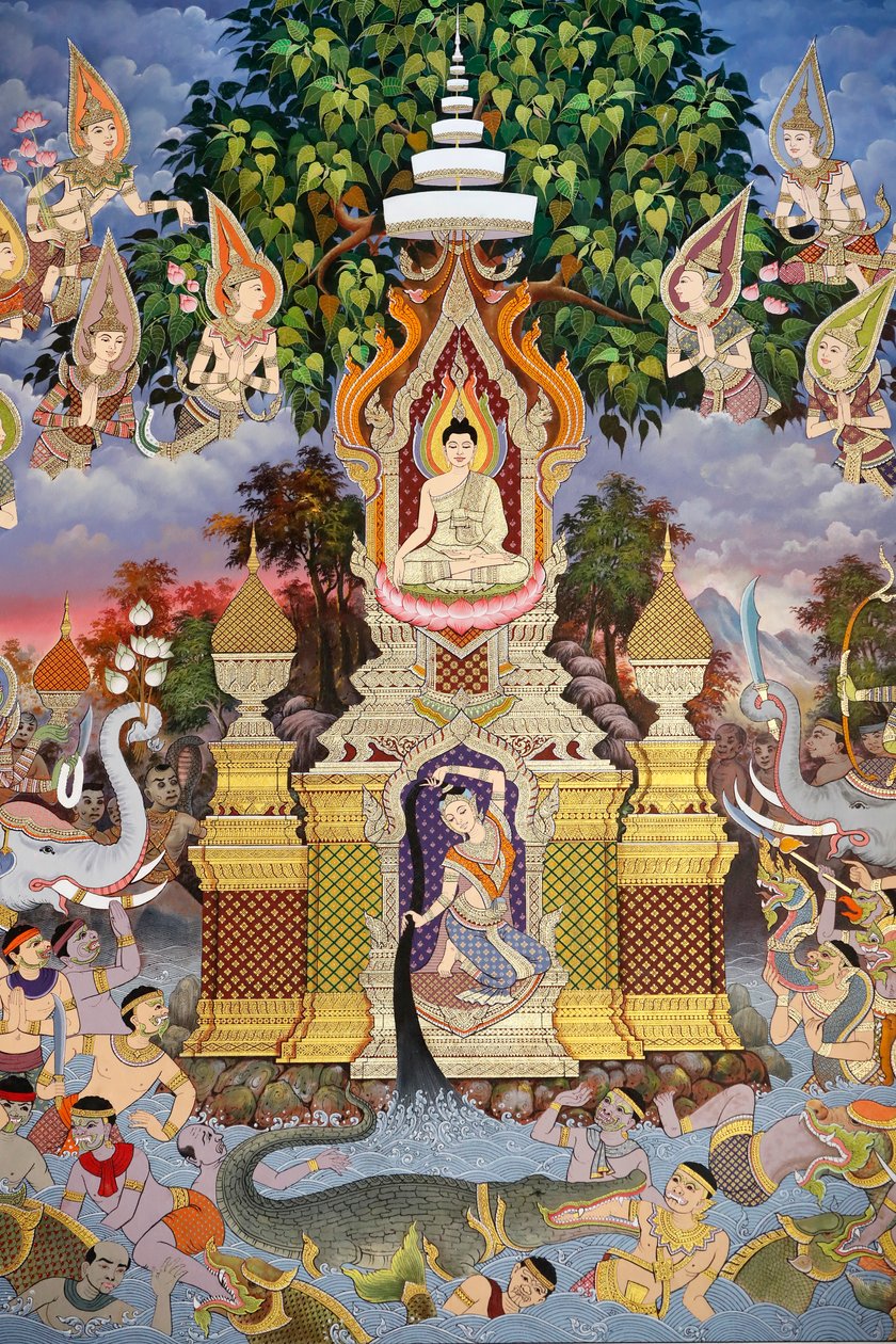 Het leven van de Boeddha, muurschildering, Wat Maniratanaram klooster, Phnom Penh, 2022 (foto) door Unbekannter Künstler