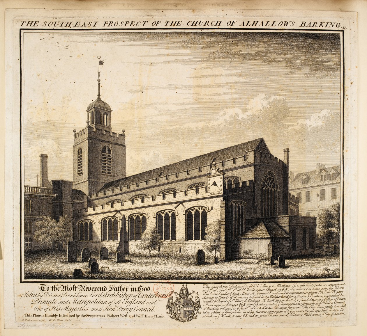 Het Zuidoostelijke Uitzicht van de Kerk van All Hallows Barking door Unbekannter Künstler