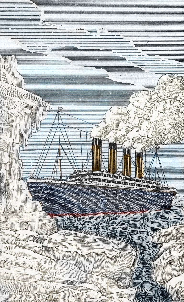 De Titanic die op 14 april een ijsberg raakt door Unbekannter Künstler