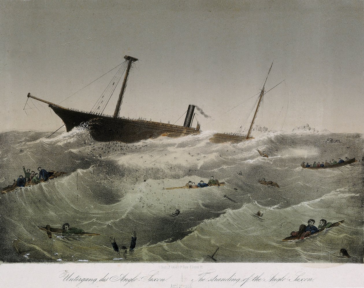 Het falen van de Anglo Saxon in Newfoundland (Canada). Lithografie door F. Sala et Co door Unbekannter Künstler