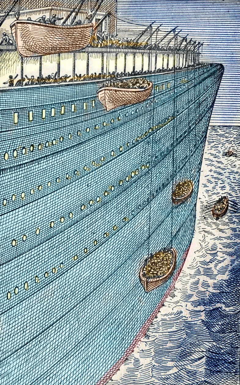 Titanic-ramp, de boten vertrekken door Unbekannter Künstler