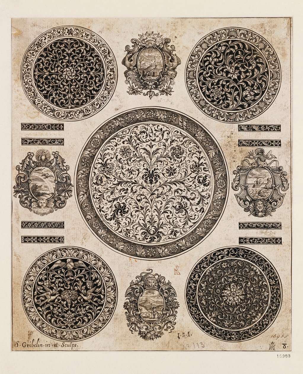 VK, Londen, Studie voor sierlijke tekening op horlogekast door Benjamin Baud