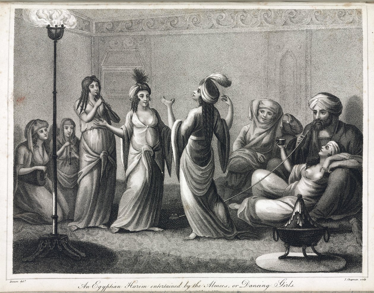 Een Egyptisch harem, geanimeerd door danseressen en almees door Unbekannt