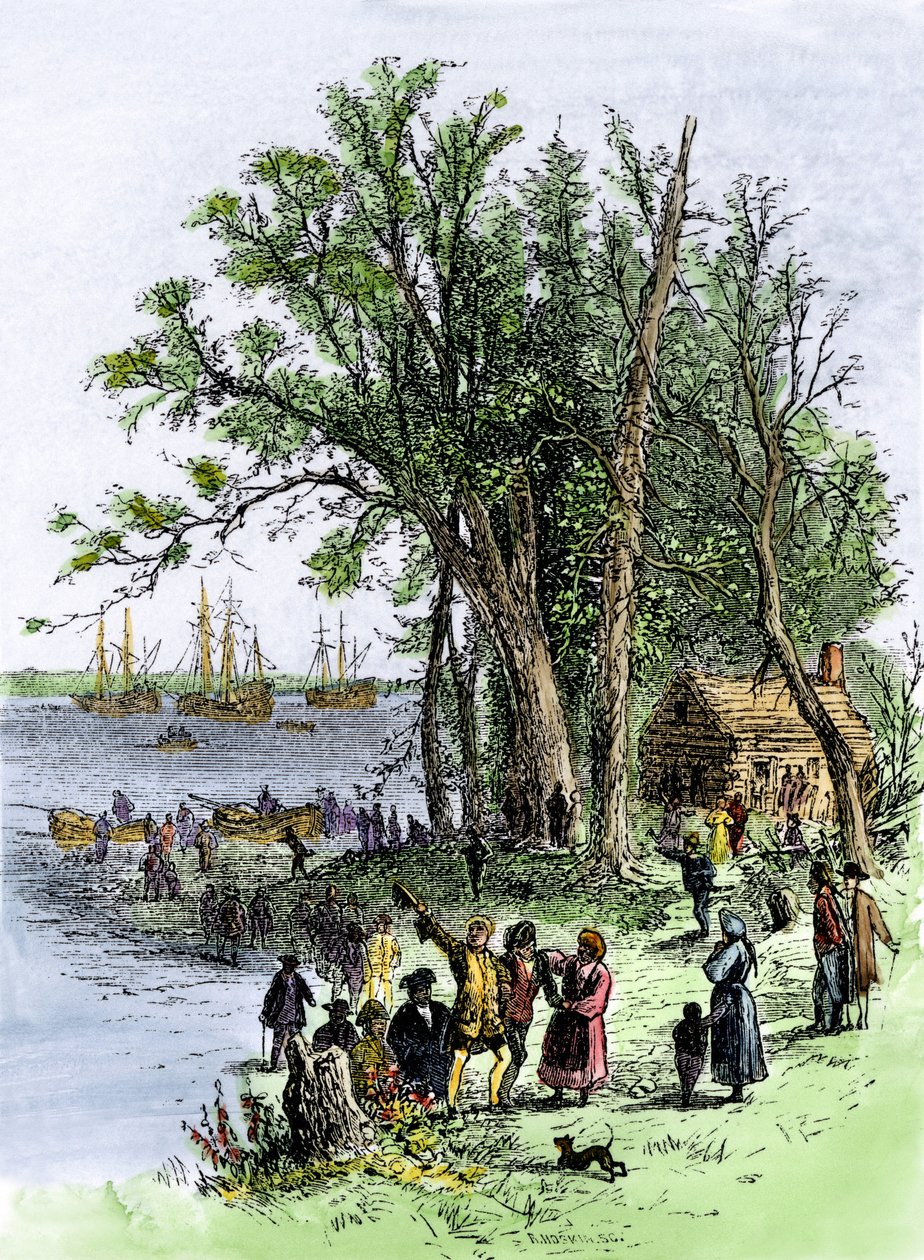 Verenigde Staten, Staat Pennsylvania: Ontscheping van William (William) Penn in de kolonie Pennsylvania in Philadelphia door Unbekannter Künstler