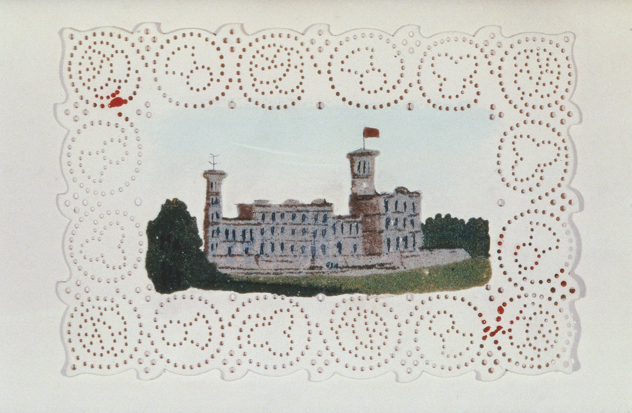 Victoriaans papieren doily met een uitzicht op Osborne House door Unbekannt