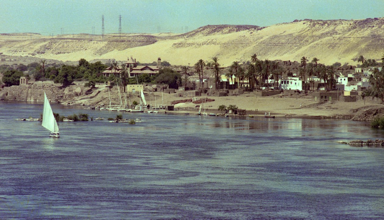 Uitzicht op de Nijl met Faluka-boot Egypte, ca. 1979 (foto) door Unbekannter Künstler