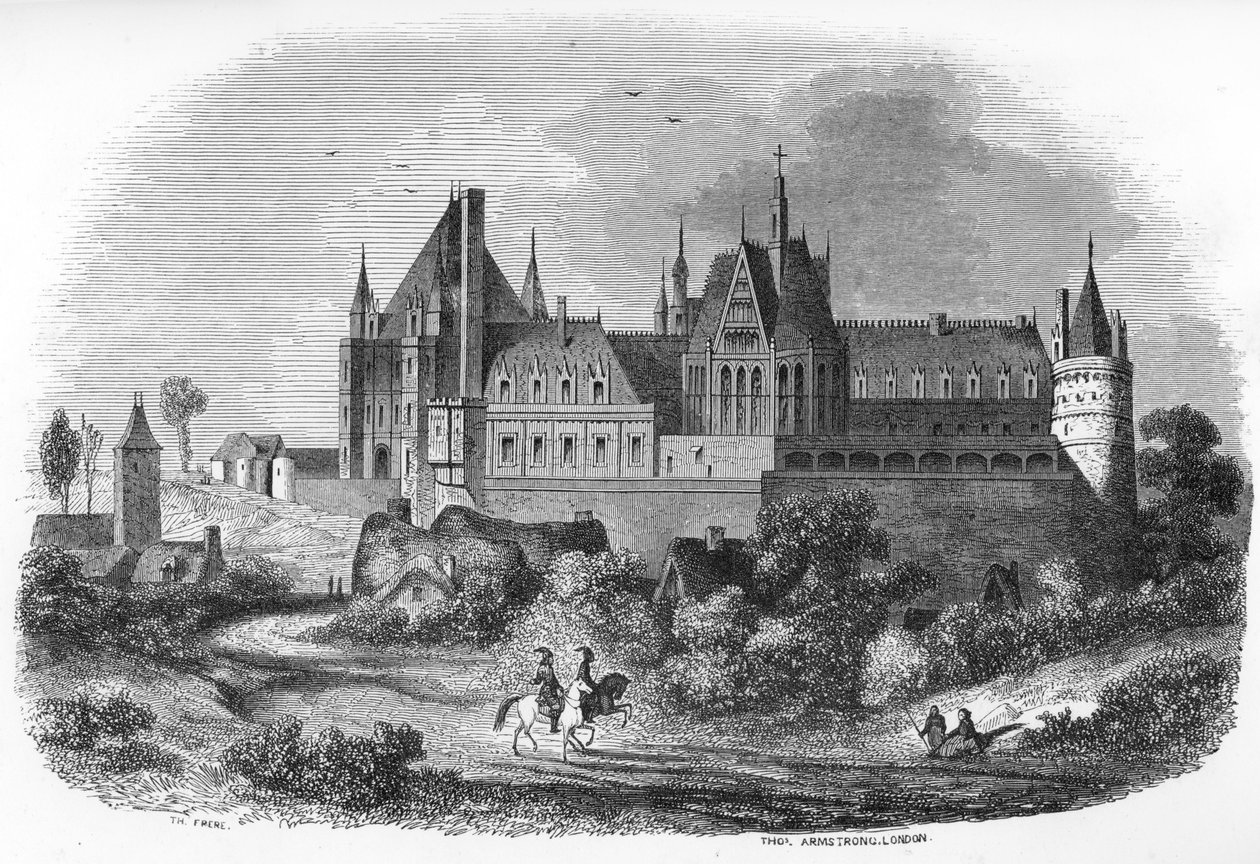 Uitzicht op kasteel van Gaillon, Normandië. 19e eeuw (gravure uit 
