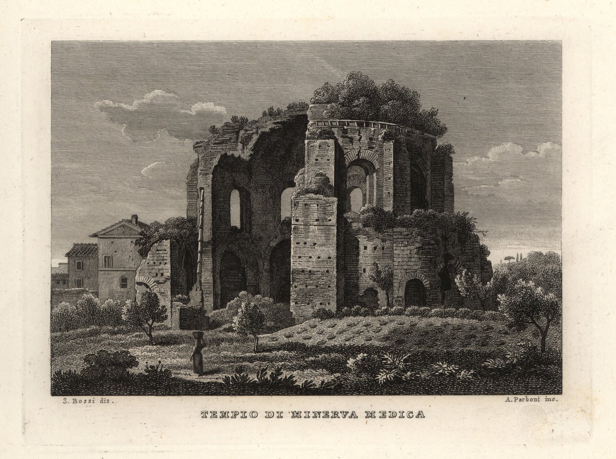 Uitzicht op de Tempel van Minerva Medica, Tempio di Minerva Medica, of nymphaeum, Rome door Unbekannt