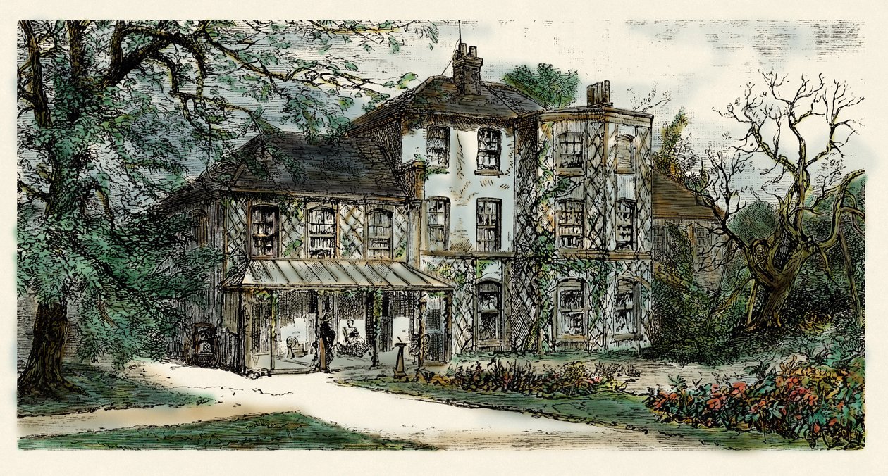 Zicht op het huis van Charles Darwin (1809-1882) waar hij 
