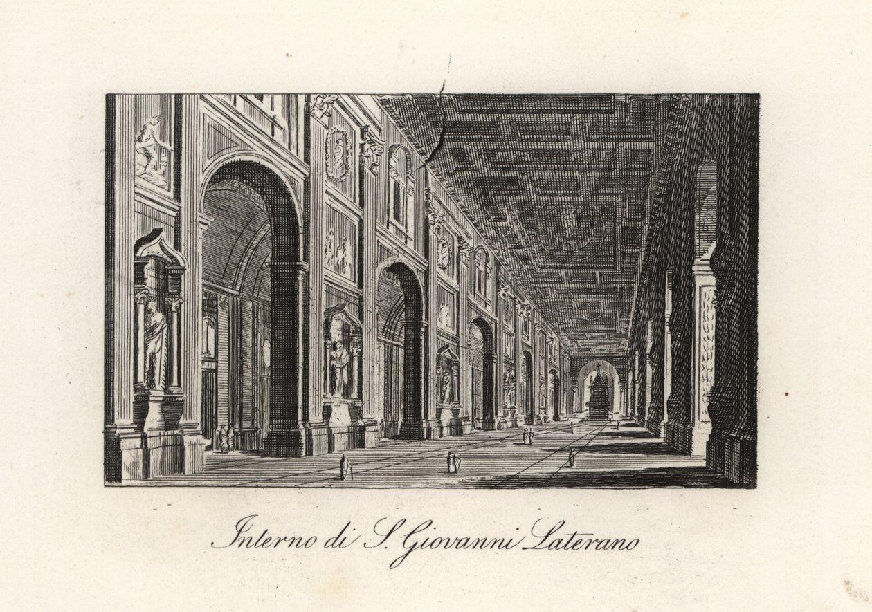 Interieur van de Aartsbasiliek van Sint-Jan van Lateranen, S. Giovanni Laterano, Rome door Unbekannt