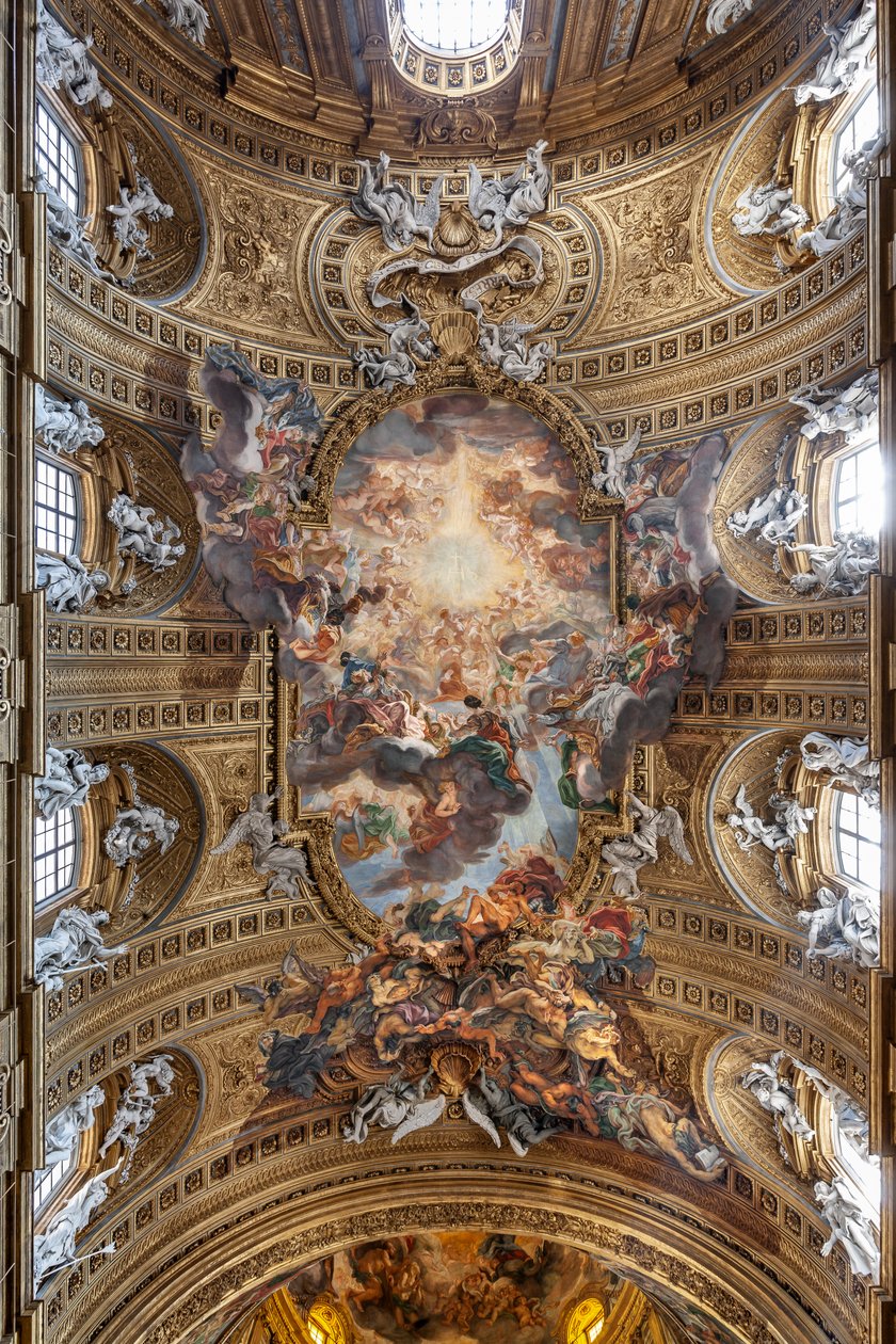Zicht op het gewelf van het schip met "De Triomf in de Naam van Jezus", Kerk van de Gesù, Rome, Italië door Unbekannter Künstler