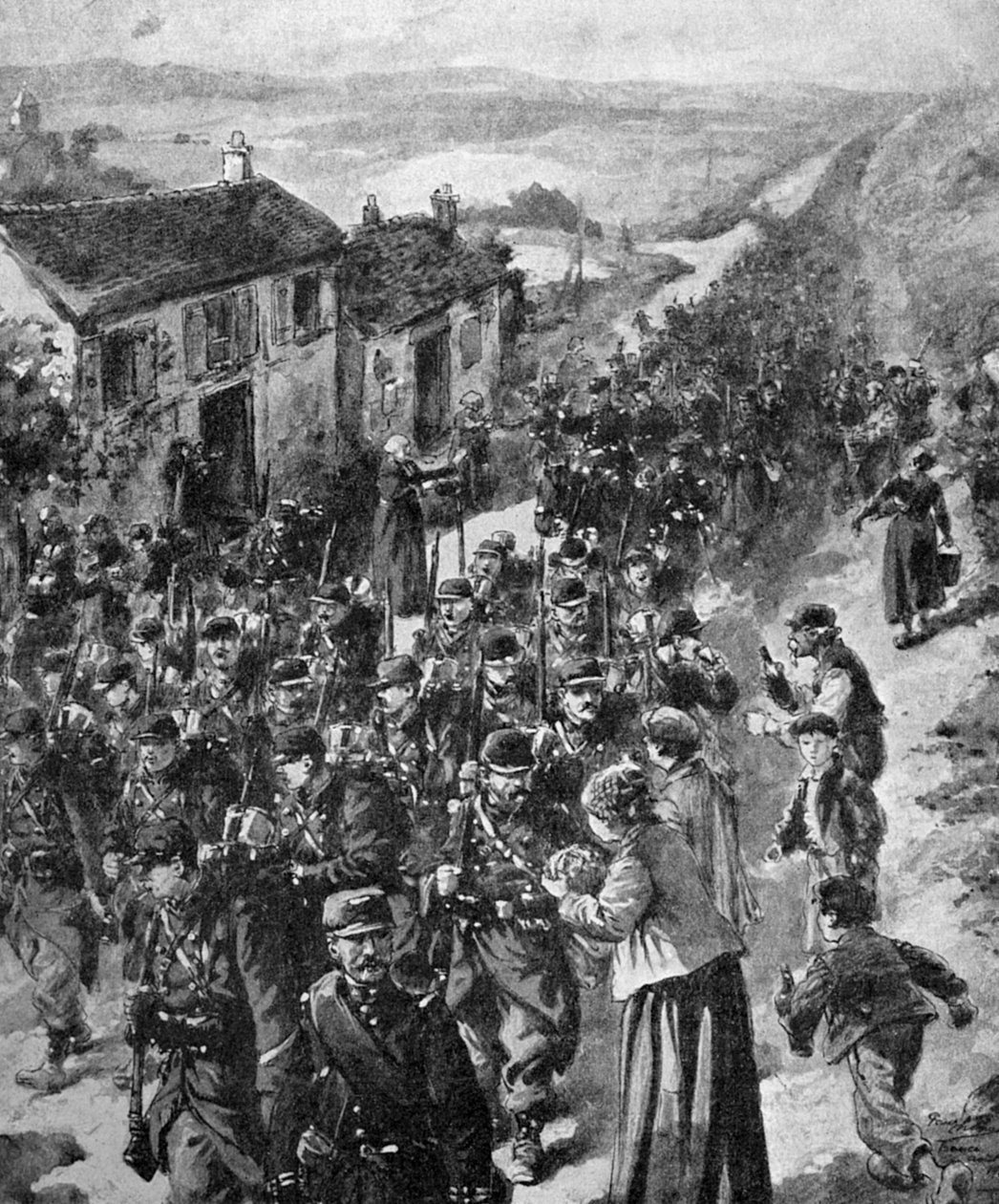 Eerste Wereldoorlog - Franse soldaten marcheren naar het front 1914 door Unbekannter Künstler