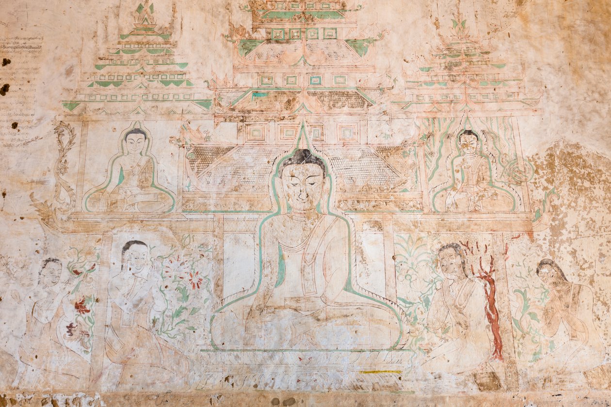 Muurschildering, Sulamani Pahto, Bagan door Unbekannter Künstler