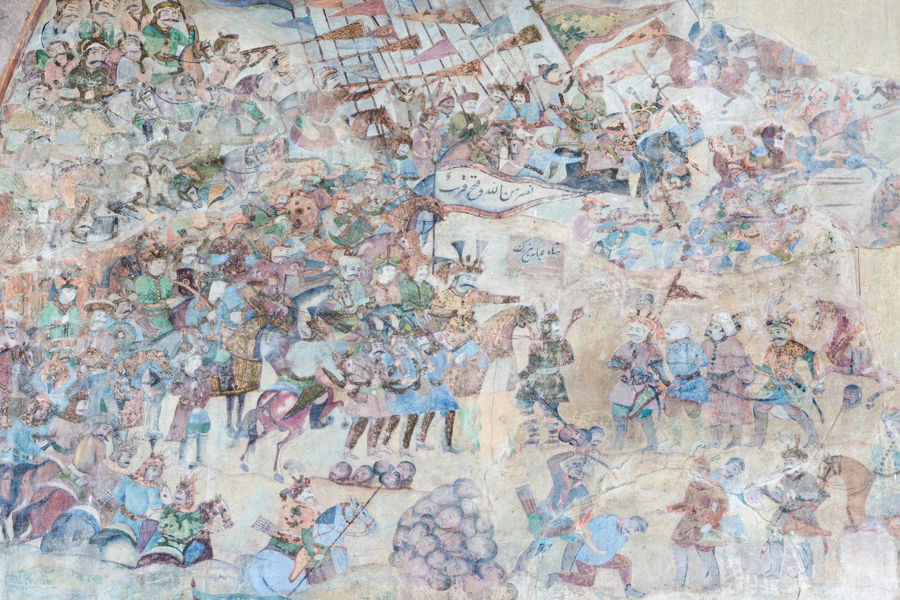 Muurschilderingen bij Qeysarieh-portaal, Naqsh-e Jahan Imam-plein, Esfahan, Iran door Unbekannter Künstler