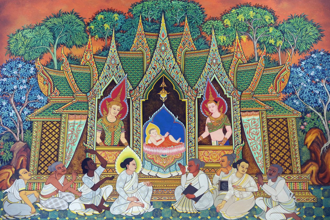Wat Ananda Metyarama Thaise boeddhistische tempel. Geboorte van Siddhartha Gautama (algemeen bekend als Boeddha), 20160818, Singapore, Singapore door Unbekannt