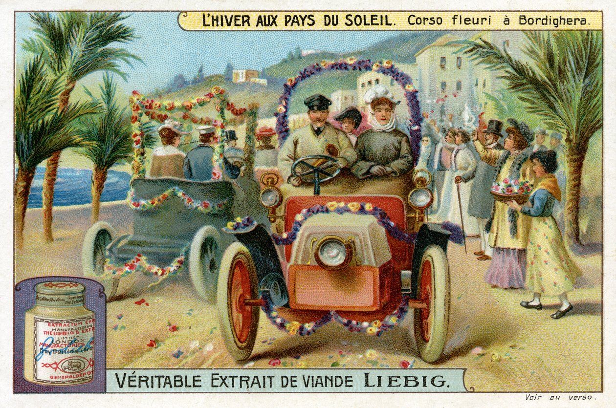 Winter in de zon: Bloemenparade in Bordighera, Italië door Unbekannter Künstler