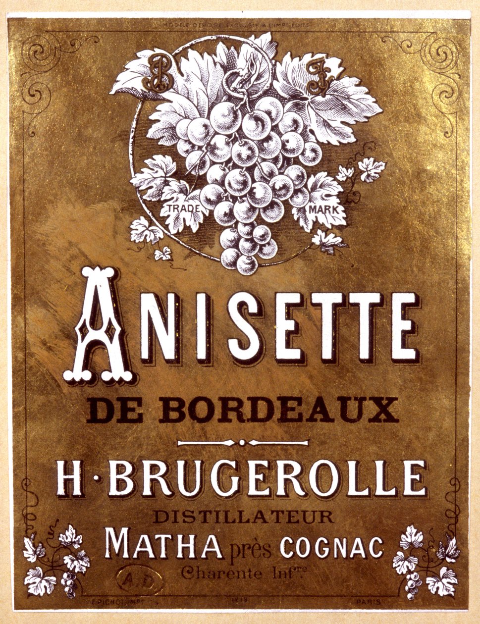 Flesetiket van Anisette de Bordeaux, eind 19e eeuw door Unbekannter Künstler