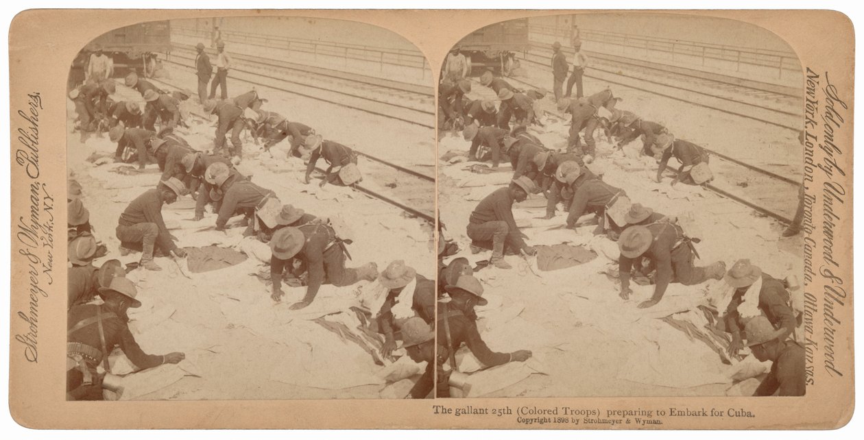 "De 25ste maakt zich klaar voor vertrek naar Cuba",1898 (foto) door Underwood & Underwood