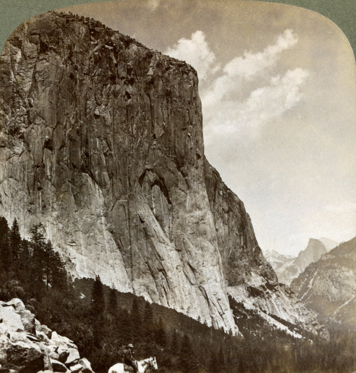 El Capitan en Half Dome, Yosemite Valley, Californië, VS, 1902 door Underwood and Underwood