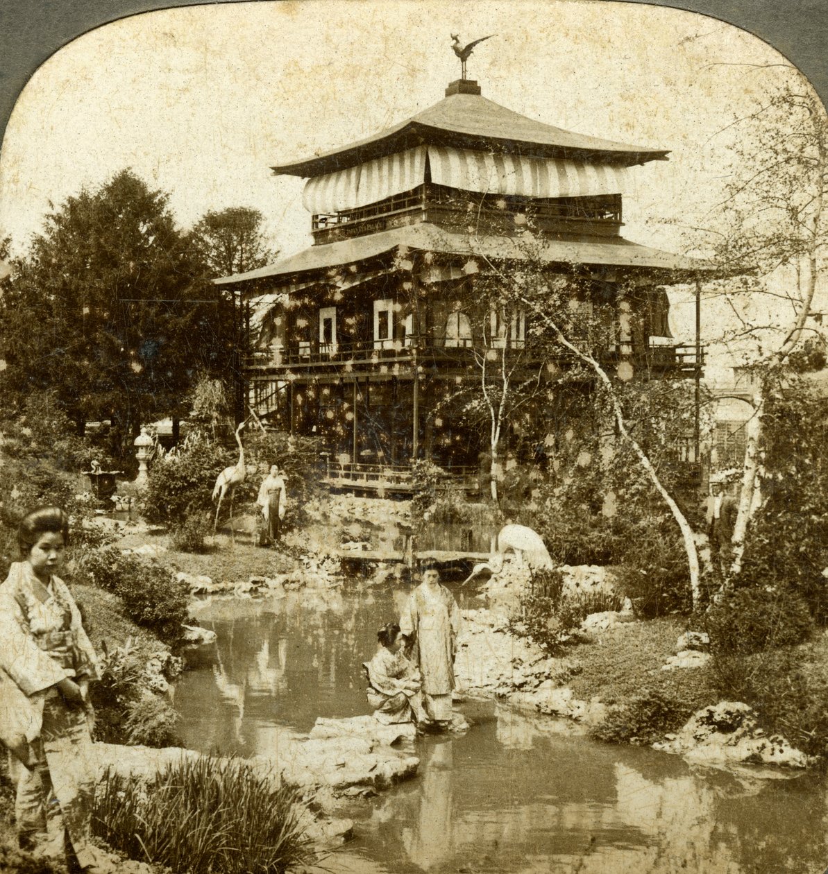 Japanse tuin op de Wereldtentoonstelling, St. Louis, Missouri, VS door Underwood and Underwood