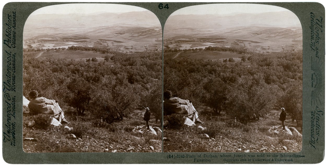 De vlakte van Dothan, Palestina, 1900 door Underwood and Underwood