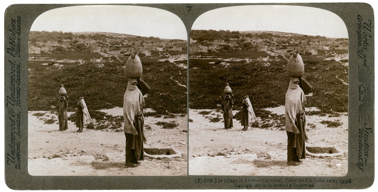 Het dorp Imwas Emmaus, Palestina, 1900 door Underwood and Underwood