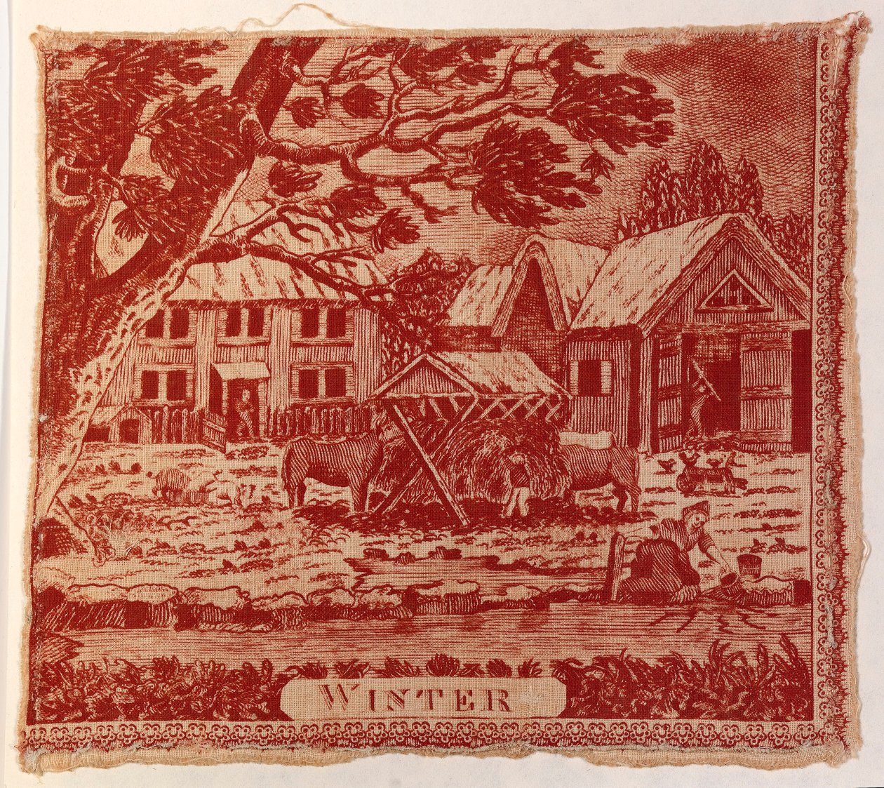 Textielfragment: De vier seizoenen door Unidentified