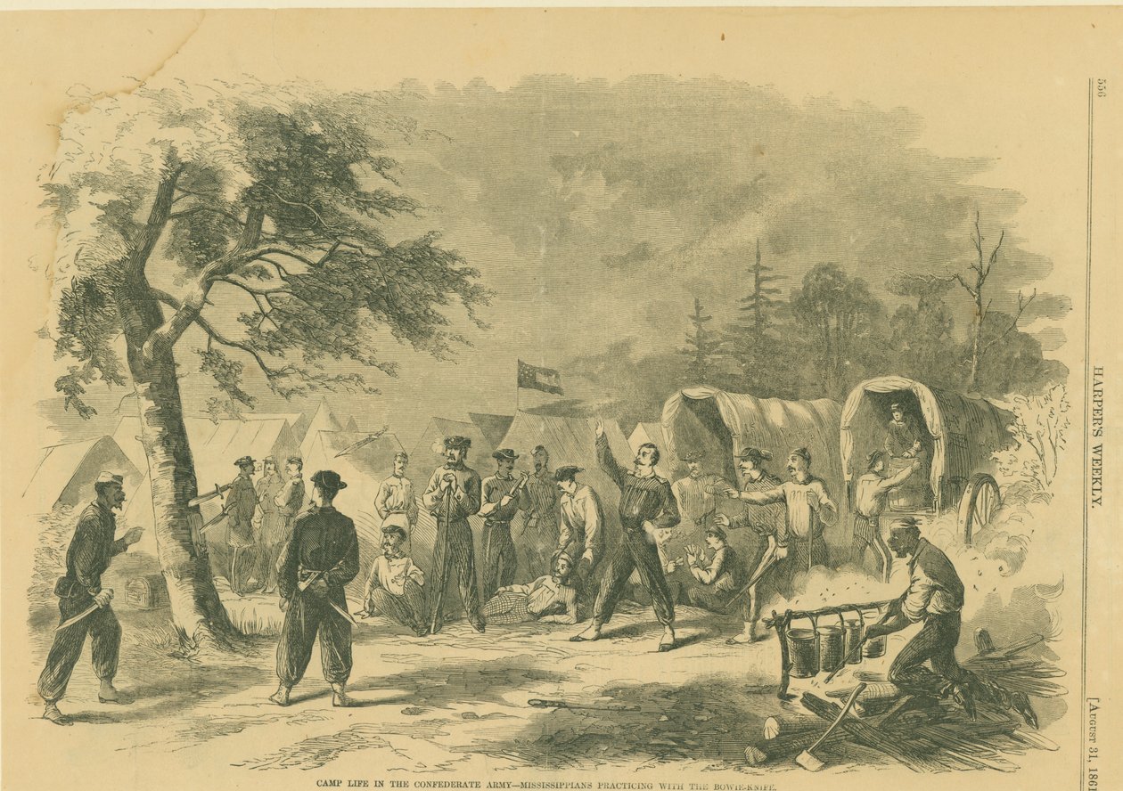 Kampleven in het Confederale Leger - Mississippianen oefenen met het Bowie-mes door Unknown