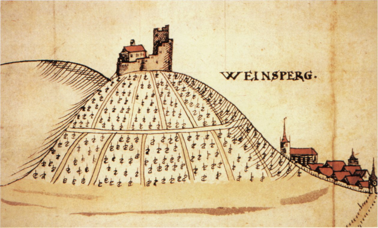 Weinsberg in 1597. Deel van een kaart van het gebied van Heilbronn door Unknown