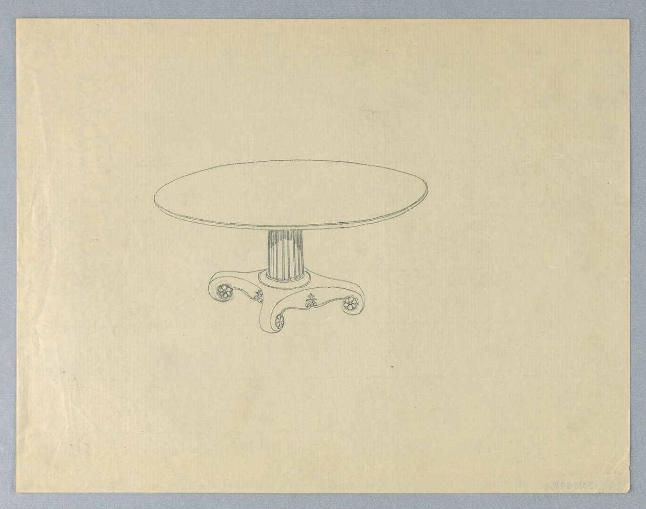 Ontwerp voor ronde eettafel op rolachtige poten door Unknown